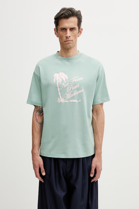 Drôle de Monsieur tričko pánské bavlněné Slogan Palmiers tyrkysová K.TS297.CO002.WG