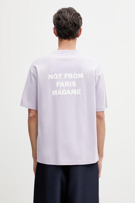Drôle de Monsieur Slogan T-shirt męski bawełniany fioletowy K.TS203.CO002.LAV