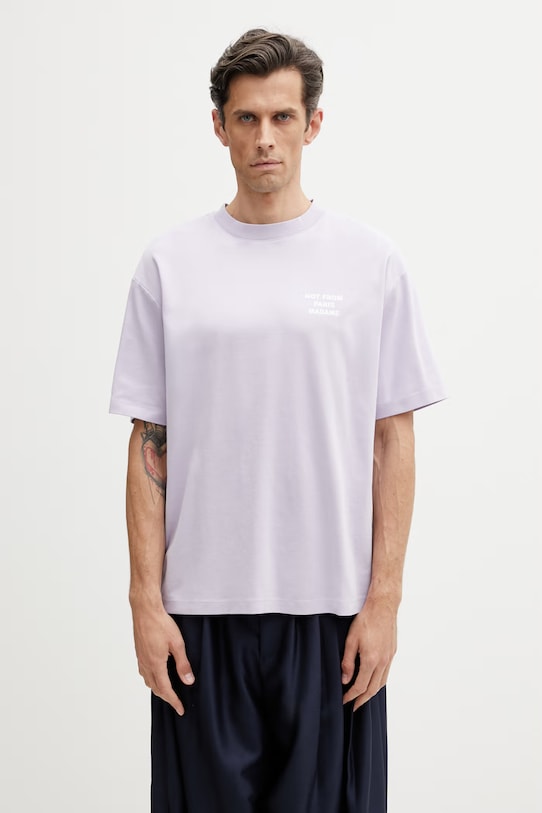 Oblečení Drôle de Monsieur tričko pánské bavlněné Slogan K.TS203.CO002.LAV fialová