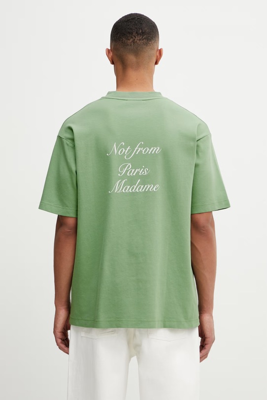 Odzież Drôle de Monsieur Le T-Shirt Slogan Calligraphy t-shirt bawełniany męski K.TS209.CO002.LGN zielony