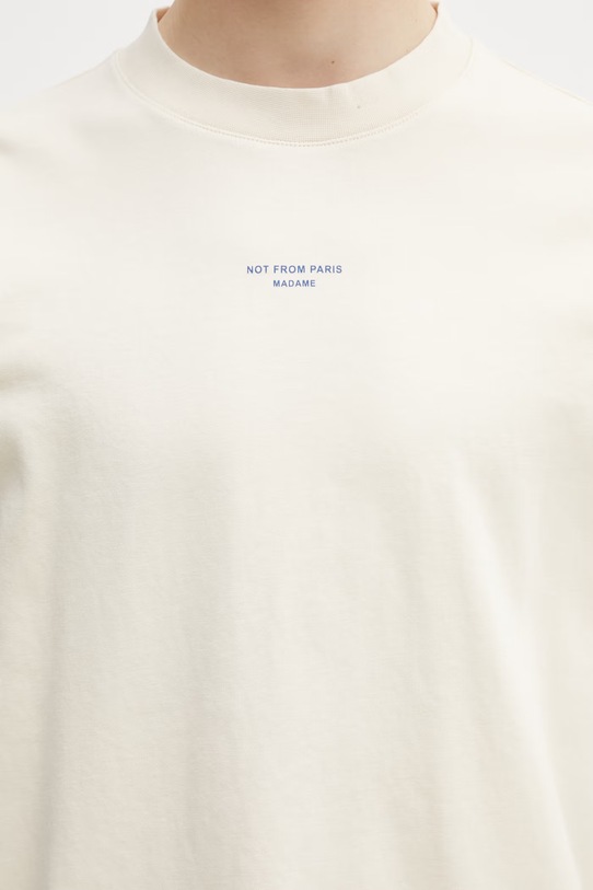 Drôle de Monsieur Le T-shirt Slogan Classique t-shirt bawełniany męski beżowy K.TS202.CO002.SD