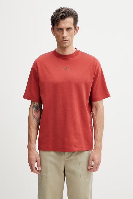 Drôle de Monsieur Le T-shirt Slogan Classique T-shirt bawełniany męski czerwony K.TS202.CO002.DRD