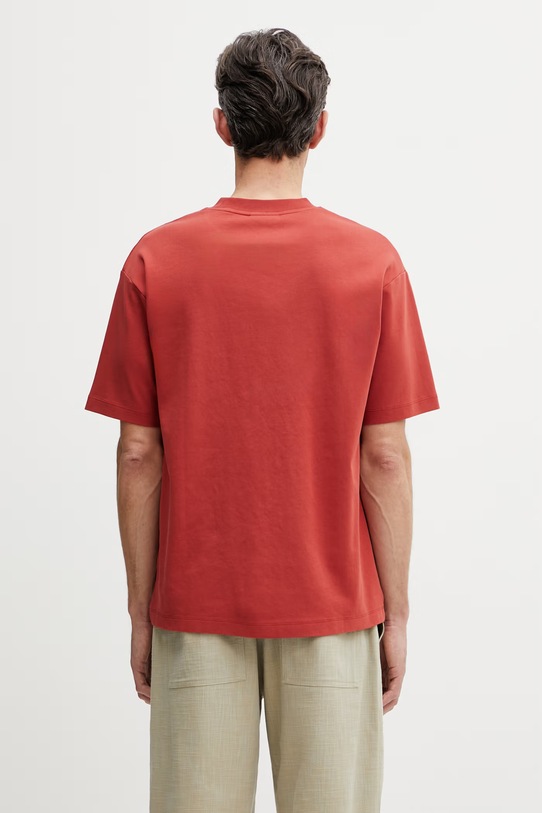 Odzież Drôle de Monsieur Le T-shirt Slogan Classique T-shirt bawełniany męski K.TS202.CO002.DRD czerwony