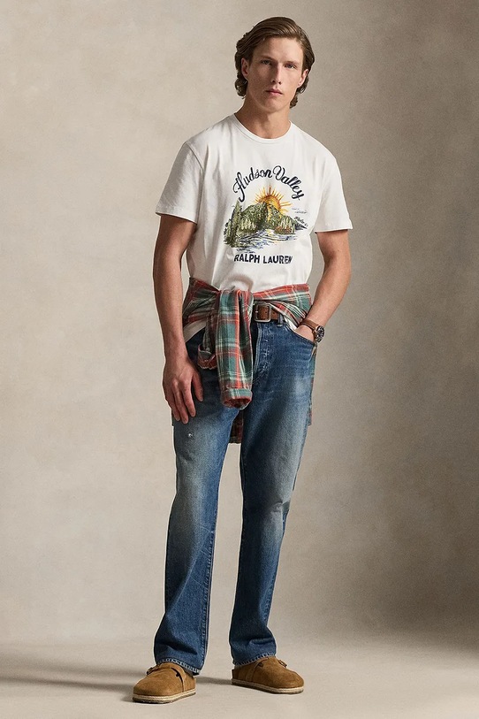 Odzież Polo Ralph Lauren t-shirt bawełniany 710P04881 beżowy