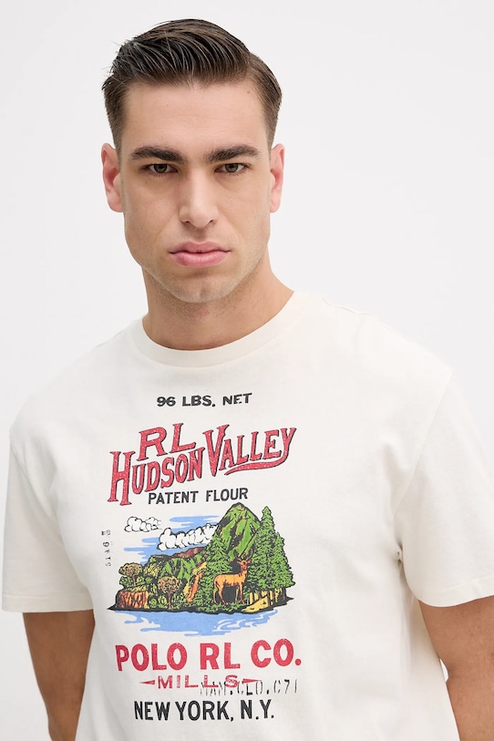 Polo Ralph Lauren t-shirt bawełniany beżowy 710P04979