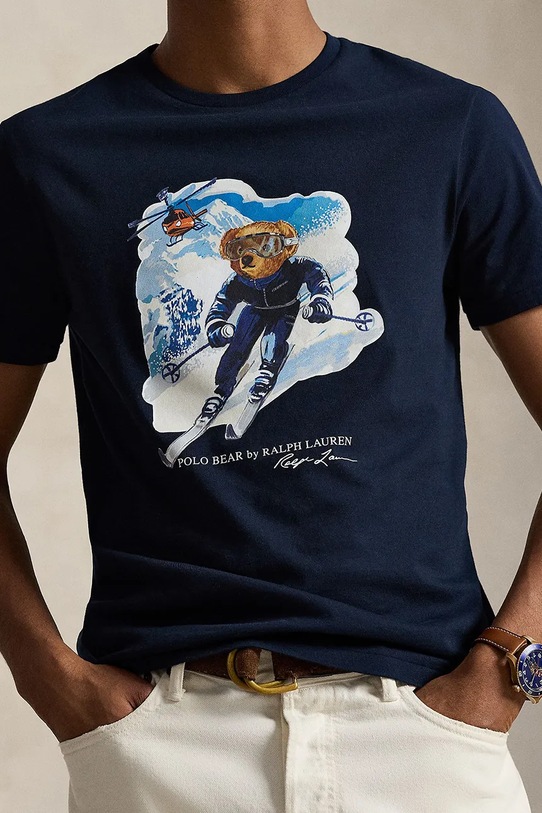 Bavlnené tričko Polo Ralph Lauren tmavomodrá 710P07343