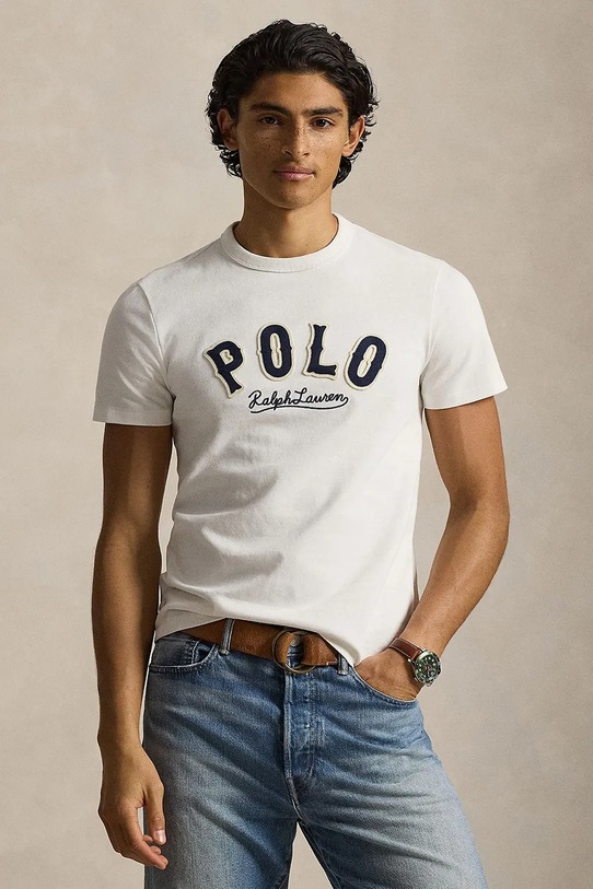 Polo Ralph Lauren t-shirt bawełniany aplikacja beżowy 710P07349