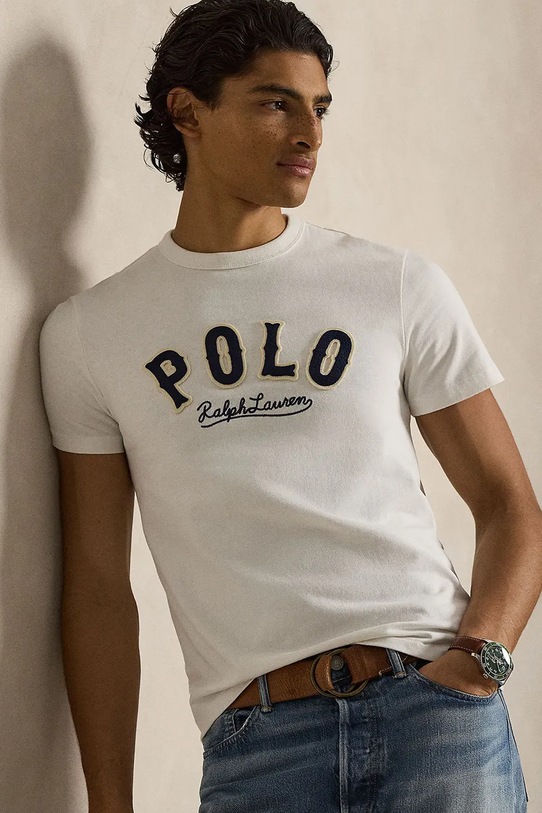 Polo Ralph Lauren t-shirt bawełniany beżowy 710P07349