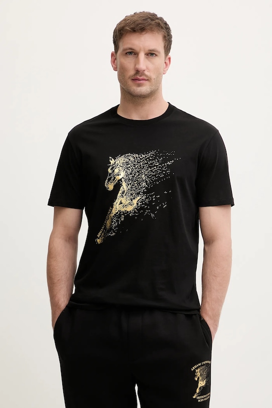 Armani Exchange t-shirt bawełniany nadruk czarny XM001991.AF10364