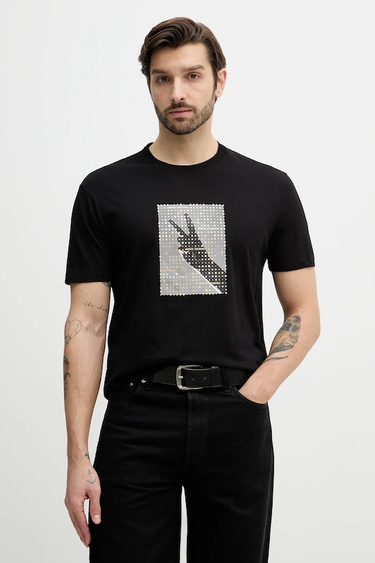 Хлопковая футболка Armani Exchange хлопок чёрный XM002229.AF12308