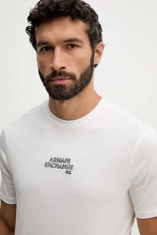 Armani Exchange t-shirt bawełniany beżowy XM001784.AF10356