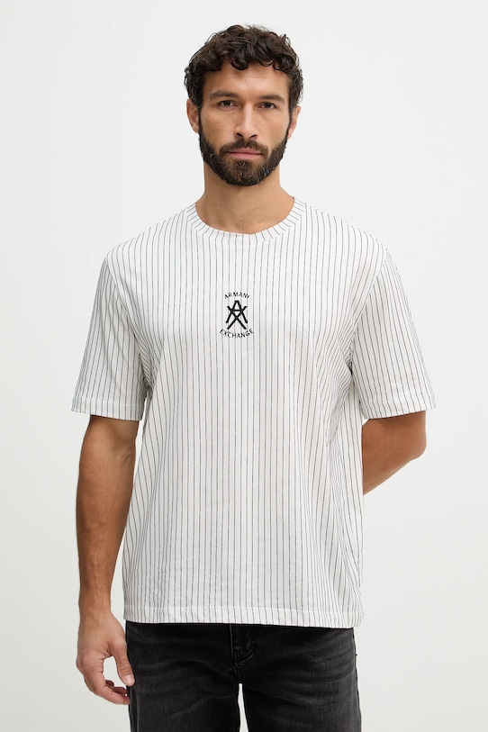 Armani Exchange t-shirt bawełniany wzorzyste biały XM001791.AF10356