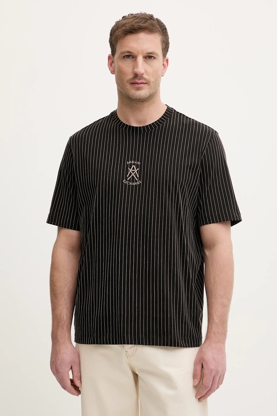 Armani Exchange t-shirt bawełniany wzorzyste czarny XM001791.AF10356