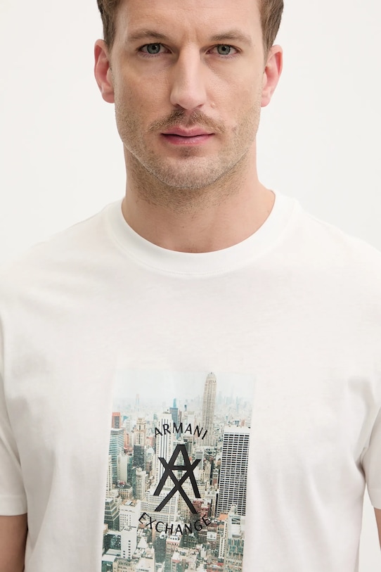 Armani Exchange t-shirt bawełniany beżowy XM002214.AF10356