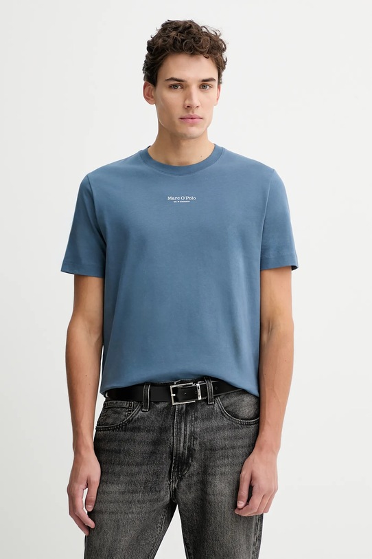 Bavlnené tričko Marc O'Polo jednofarebný modrá 620201251382