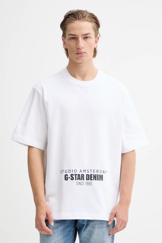 G-Star t-shirt bawełniany nadruk biały D27985.D709