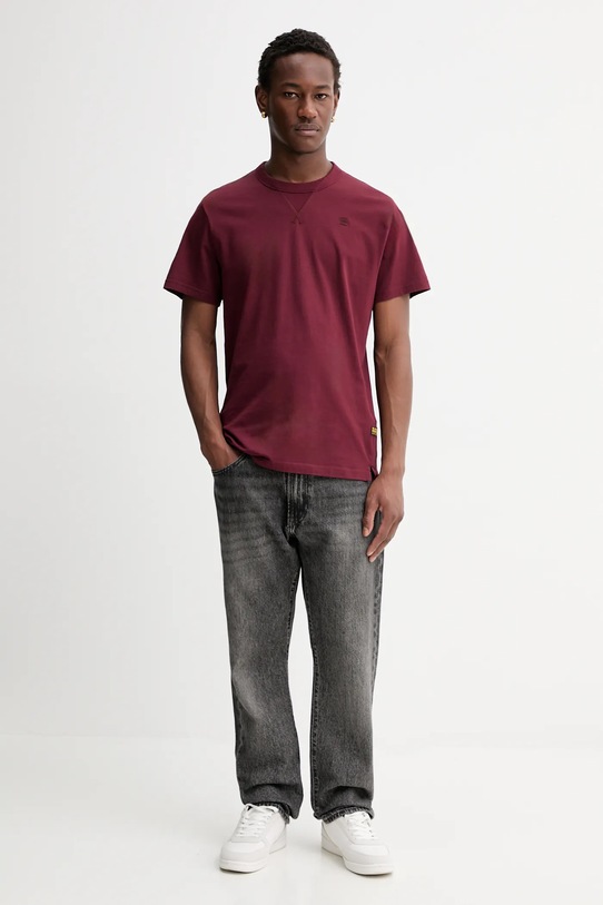 G-Star t-shirt bawełniany Nifous D24449.336.4608 bordowy SS26