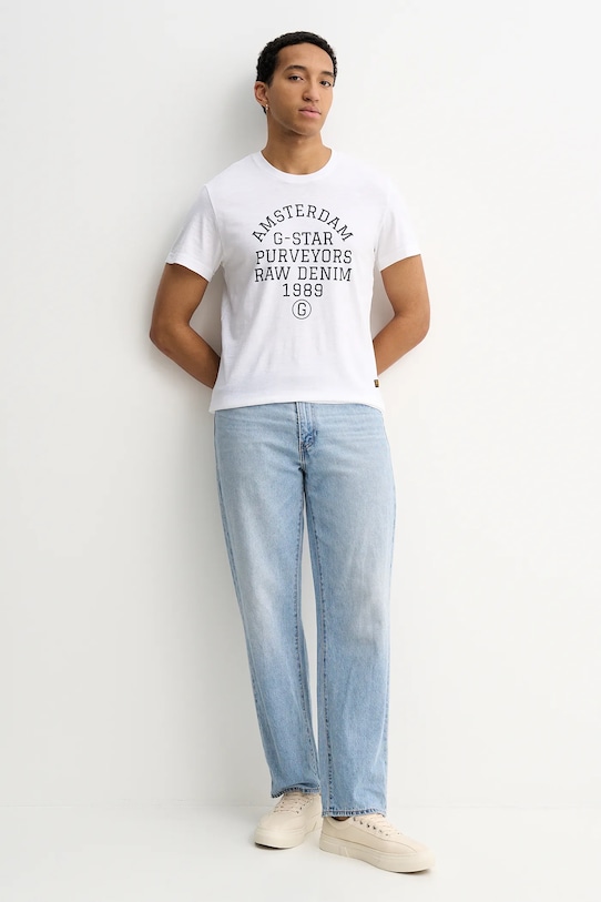 G-Star t-shirt bawełniany D26856.C372 biały SS26