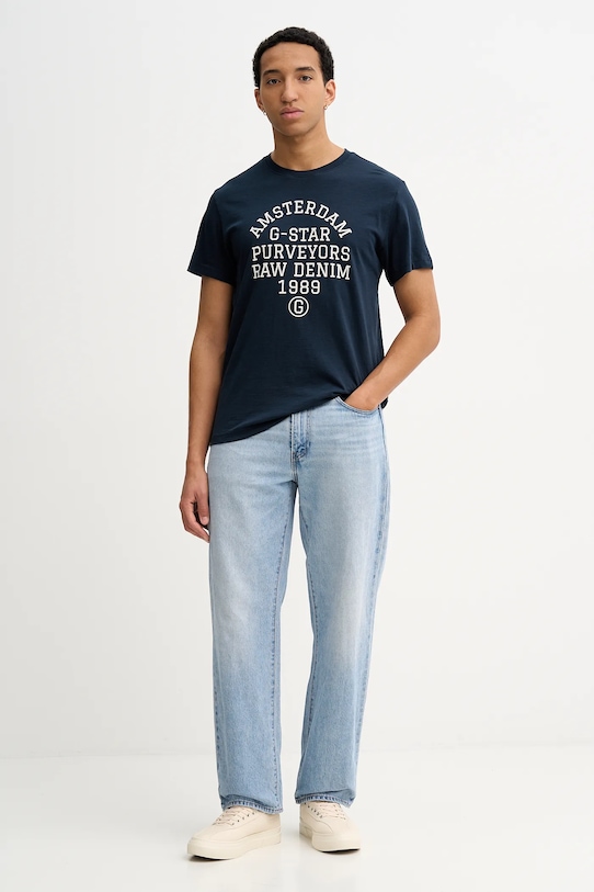 G-Star t-shirt bawełniany D26856.C372 granatowy SS26