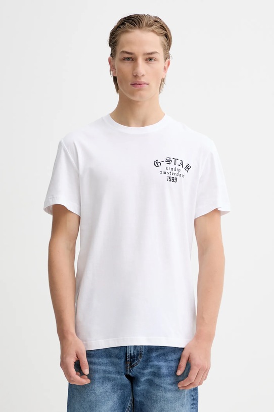 G-Star t-shirt bawełniany nadruk biały D26862.336