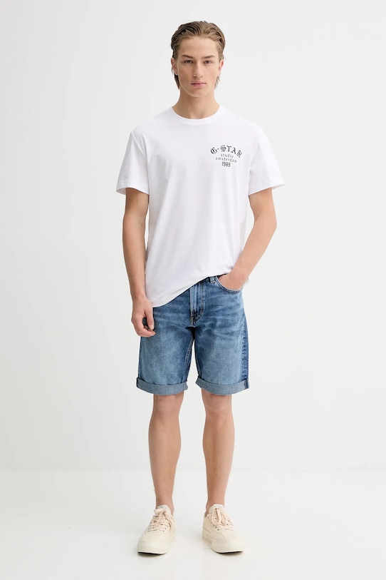 G-Star t-shirt bawełniany D26862.336 biały SS26