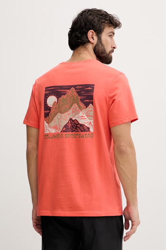 Odzież Columbia t-shirt męski bawełniany CSC 2155021 pomarańczowy