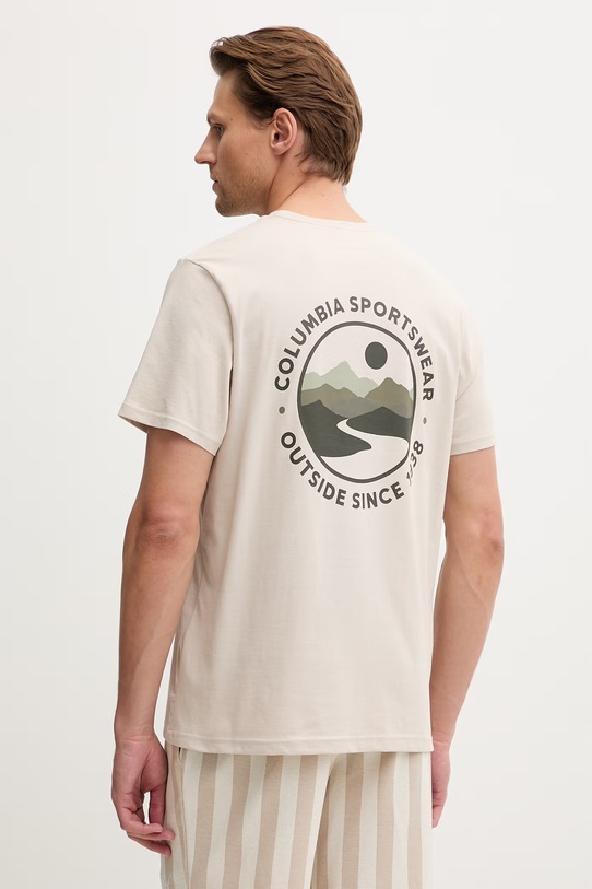 Columbia T-shirt ανδρικό βαμβακερό CSC μπεζ 2155021