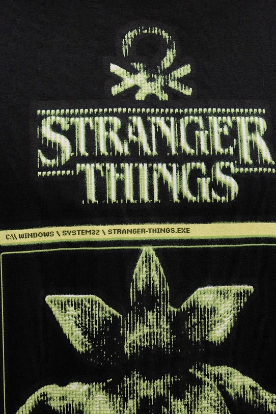 United Colors of Benetton t-shirt bawełniany x Stranger Things 3BL0U10BB czarny