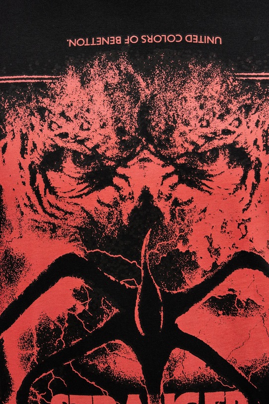 United Colors of Benetton t-shirt bawełniany x Stranger Things 3BL0U10BB czarny