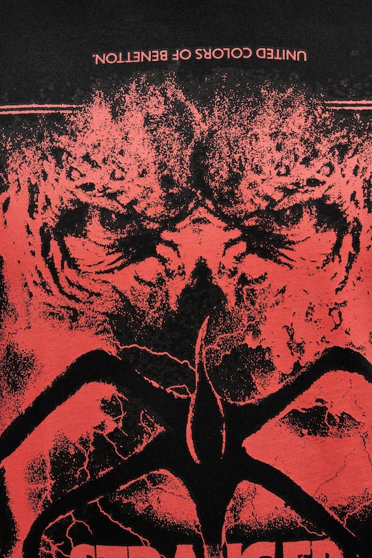 United Colors of Benetton t-shirt bawełniany x Stranger Things 3BL0U10BB czarny