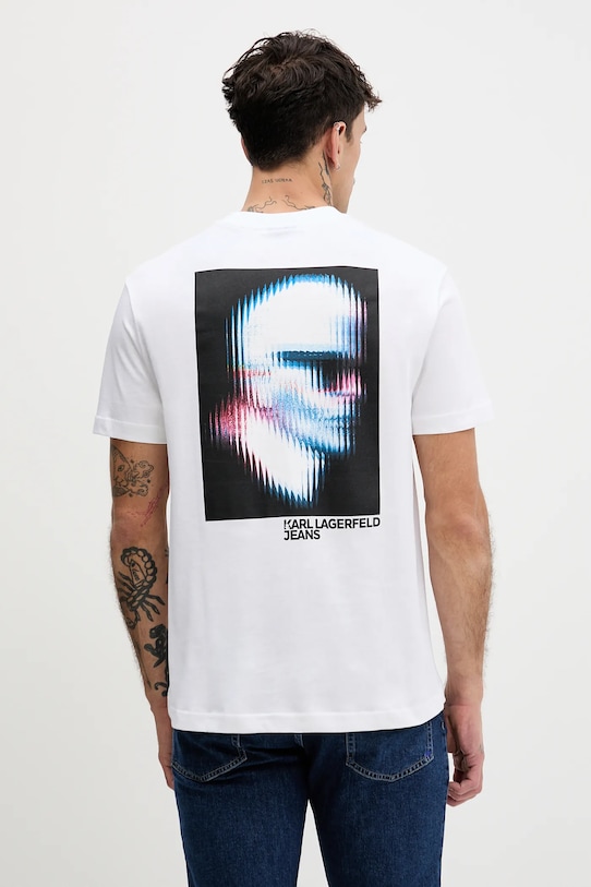 Karl Lagerfeld Jeans t-shirt bawełniany nadruk biały B1M17069