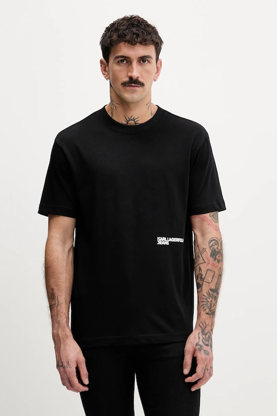 Ρούχα Βαμβακερό μπλουζάκι Karl Lagerfeld Jeans B1M17069 μαύρο