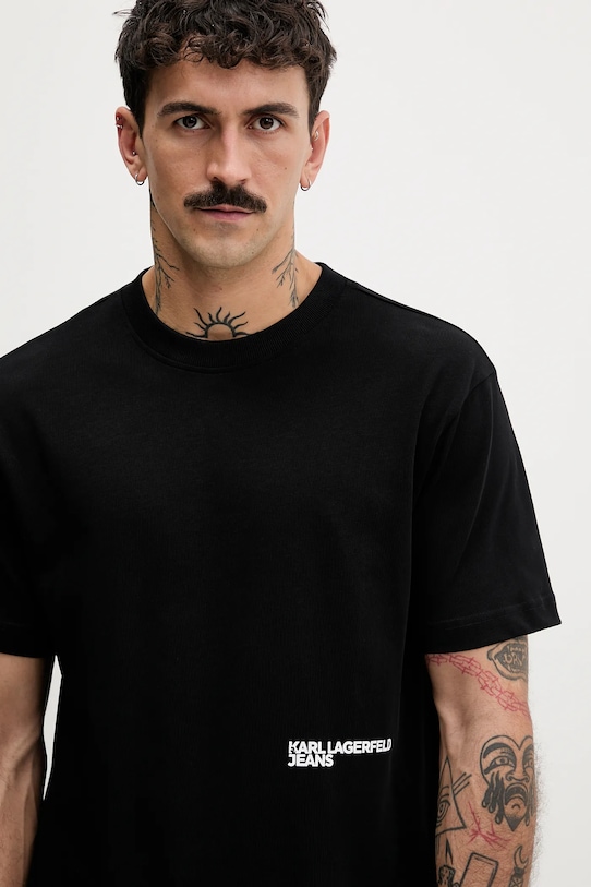 Βαμβακερό μπλουζάκι Karl Lagerfeld Jeans μαύρο B1M17069