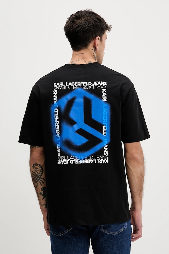Karl Lagerfeld Jeans t-shirt bawełniany nadruk czarny B1M17073