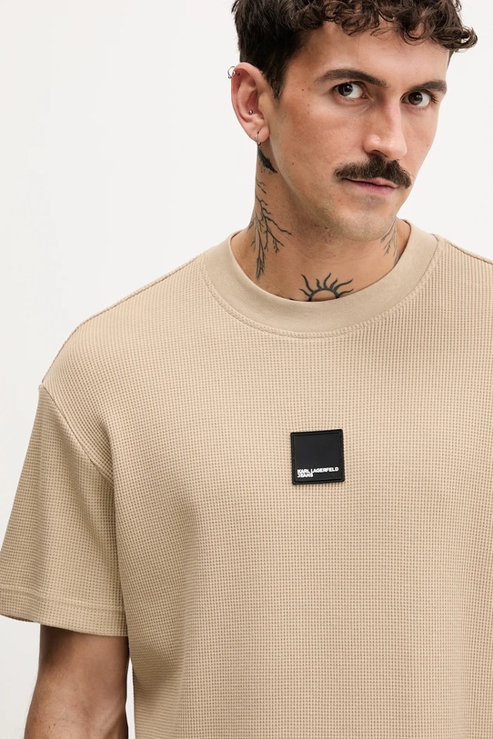 Karl Lagerfeld Jeans t-shirt bawełniany beżowy B1M17082