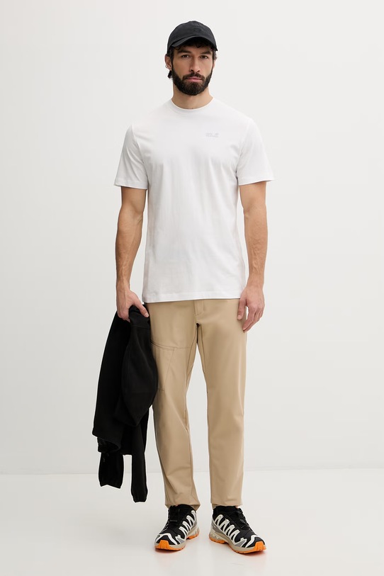 Jack Wolfskin t-shirt męski bawełniany Essential A65917 biały SS26