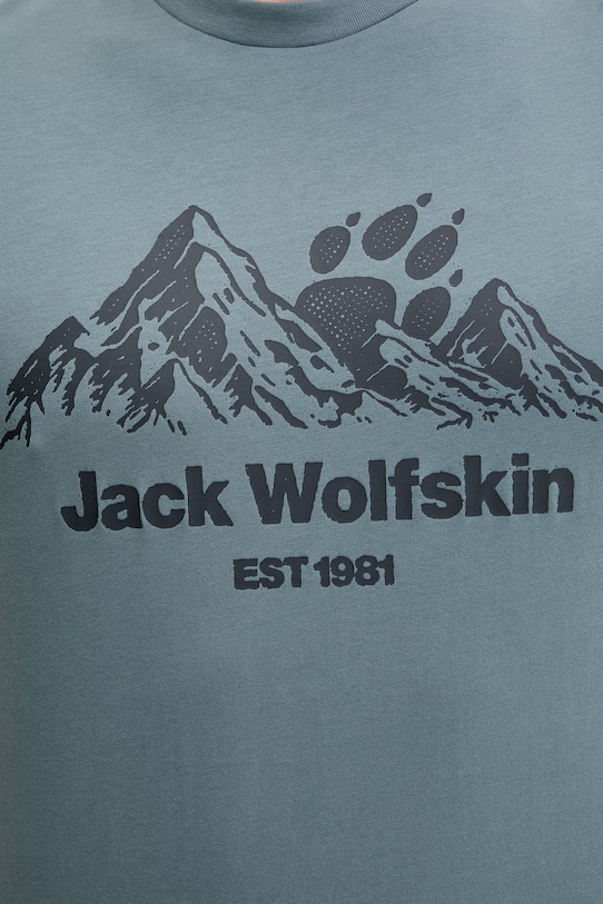 Jack Wolfskin t-shirt Ανδρικό βαμβακερό Carefree A66090 τιρκουάζ