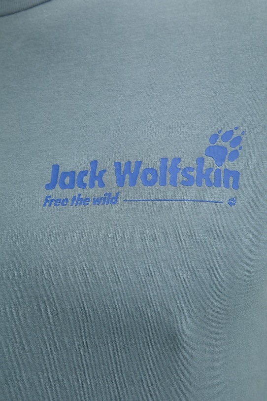 Jack Wolfskin t-shirt Ανδρικό βαμβακερό Confident A65919 τιρκουάζ