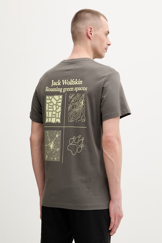 Odzież Jack Wolfskin t-shirt męski bawełniany Celebrate The Paw A65915 szary