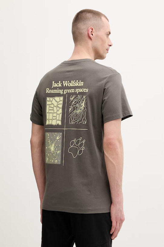 Odzież Jack Wolfskin t-shirt męski bawełniany Celebrate The Paw A65915 szary