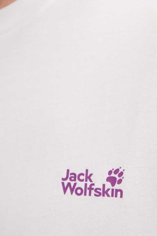 Jack Wolfskin T-shirt γυμναστικής ανδρικό βαμβακερό Celebrate The Paw A65912 λευκό