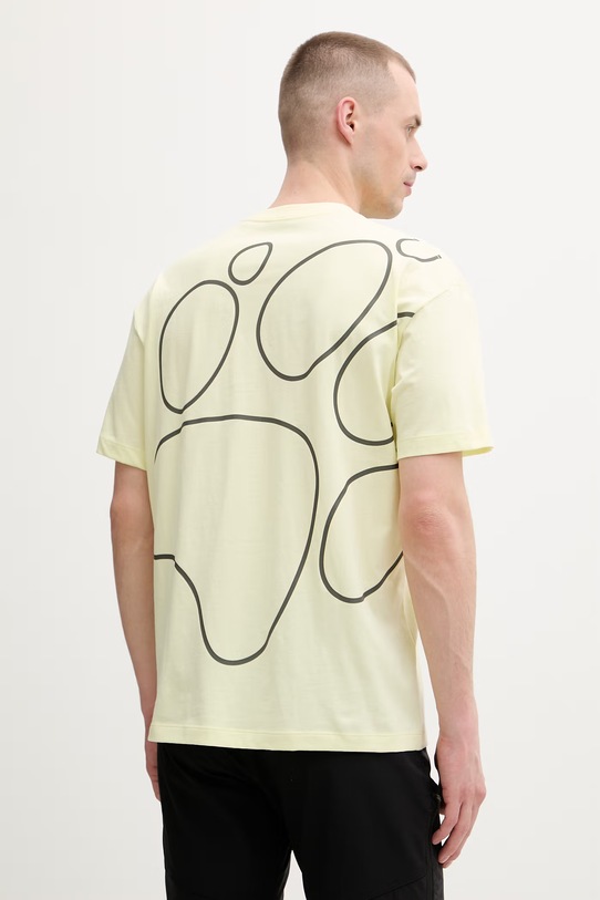 Jack Wolfskin t-shirt treningowy męski bawełniany Celebrate The Paw żółty A65912