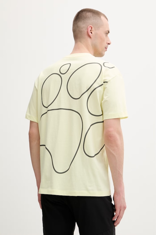 Jack Wolfskin t-shirt treningowy męski bawełniany Celebrate The Paw żółty A65912