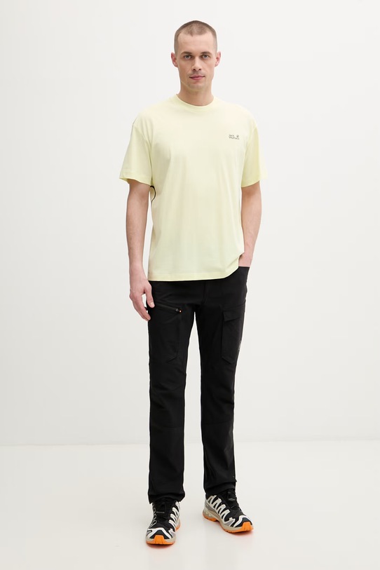 Jack Wolfskin t-shirt treningowy męski bawełniany Celebrate The Paw A65912 żółty SS26