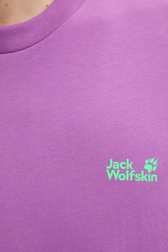 Jack Wolfskin t-shirt treningowy męski bawełniany Celebrate The Paw A65912 fioletowy