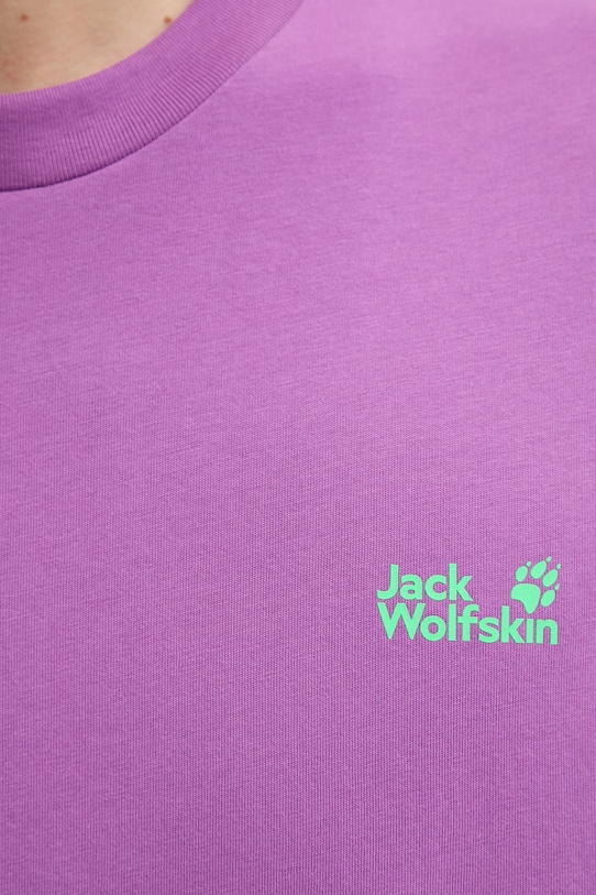 Jack Wolfskin t-shirt treningowy męski bawełniany Celebrate The Paw A65912 fioletowy
