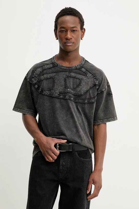Diesel t-shirt bawełniany T-BOXT-DEN pozostałe szary A19545.0HGBX