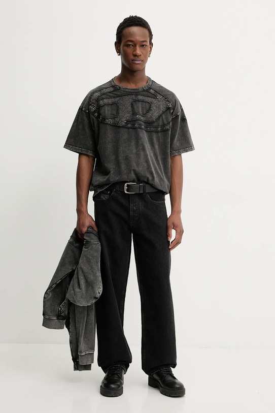 Diesel t-shirt bawełniany T-BOXT-DEN A19545.0HGBX szary SS26