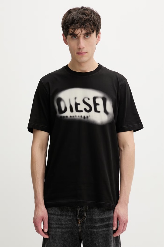 Diesel t-shirt męski bawełniany T-ADJUST-V2 czarny A19971.0QIAM