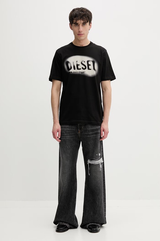 Diesel t-shirt męski bawełniany T-ADJUST-V2 A19971.0QIAM czarny SS26